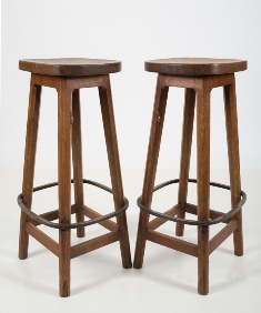 a set of six 'mouseman' oak bar stools by robert thompson of kilburn (fs22/1154)