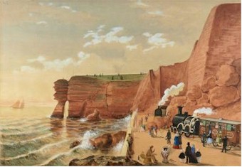 A Westcountry view by WP Key of the South Devon Railway Landslip near the Parson and Clerk Nose cliffs at Dawlish on 29th December 1852 - reminiscent of recent
        Westcountry rail problems! (EX63/37).