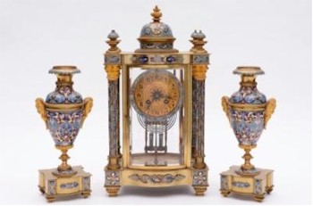 A French ormolu and chempleve enamel clock garniture went to the Chinese market for a winning bid of £4,200.