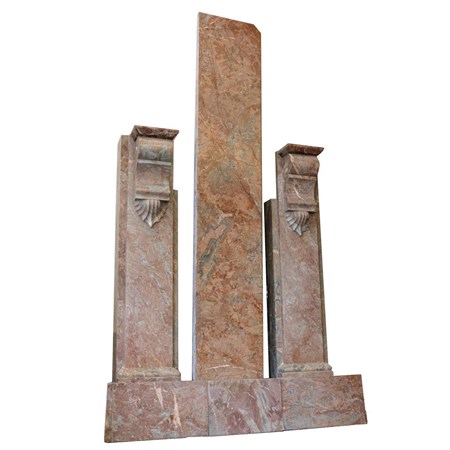 A Victorian Variegated Pink And Grey Ashburton Marble Chimneypiece, Last Quarter 19Th Century